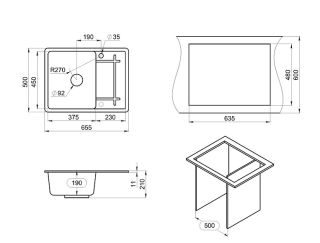 Мойка кухонная Granula 6501, ШВАРЦ